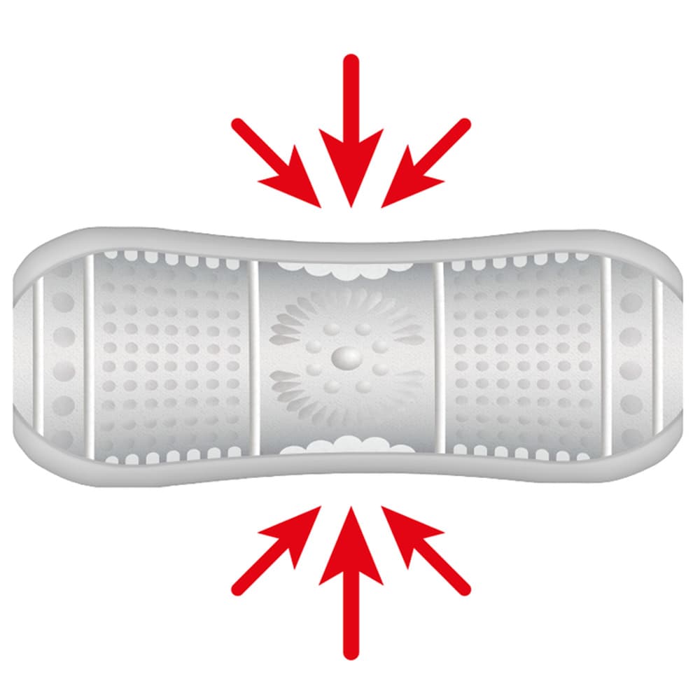 Masturbator elastyczny wielokrotnego użytku. Dwustronna pochwa do penetracji.
